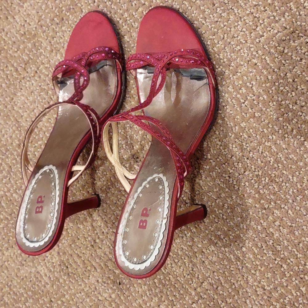 Raspberry, Fushia hot pink bling open toe heeled sandals, BP - Picture 4 of 12